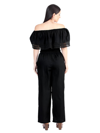 Artisanal Embroidered Jumpsuit- Cotton Black