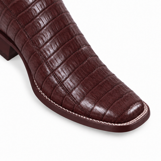 Los Altos Brown Caiman Belly Wide Square Toe Boots