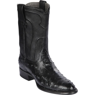 Los Altos Ostrich Roper Toe Cowboy Boot - Black