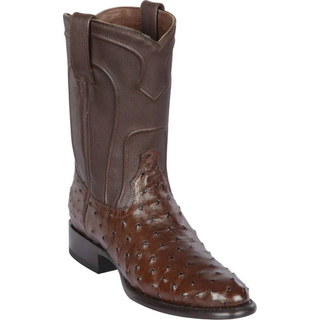 Los Altos Ostrich Roper Toe Cowboy Boot - Brown