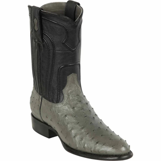 Los Altos Ostrich Roper Toe Cowboy Boot - Gray