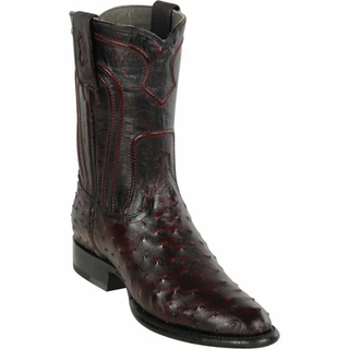 Los Altos Ostrich Roper Toe Cowboy Boot - Black Cherry