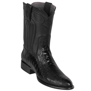 Los Altos Ostrich Leg Roper Toe Cowboy Boot - Black