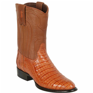 Los Altos Caiman Belly Roper Toe Cowboy Boot - Cognac