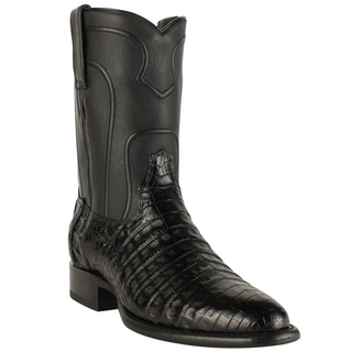 Los Altos Caiman Belly Roper Toe Cowboy Boot - Black