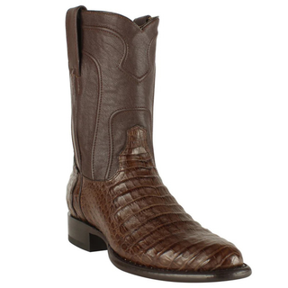 Los Altos Caiman Belly Roper Toe Cowboy Boot - Brown