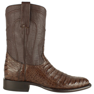 Los Altos Caiman Belly Roper Toe Cowboy Boot - Brown