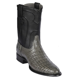 Los Altos Caiman Belly Roper Toe Cowboy Boot - Gray