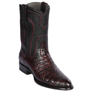 Los Altos Caiman Belly Roper Toe Cowboy Boot - Black Cherry