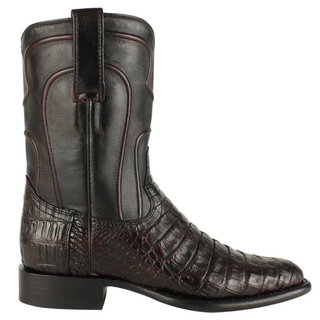 Los Altos Caiman Belly Roper Toe Cowboy Boot - Black Cherry