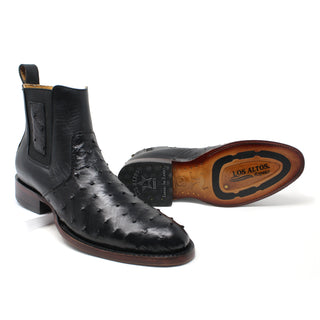 Los Altos Roper Ostrich Botin - Black