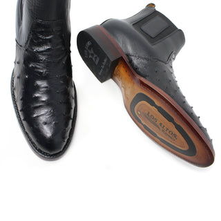 Los Altos Roper Ostrich Botin - Black