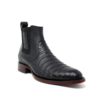 Los Altos Roper Caiman Belly Botin - Black