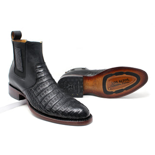Los Altos Roper Caiman Belly Botin - Black