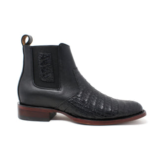 Los Altos Roper Caiman Belly Botin - Black