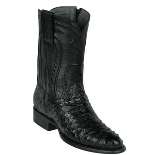 Los Altos Ostrich Roper Cowboy Boot - Black