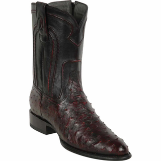 Los Altos Ostrich Roper Cowboy Boot - Black Cherry