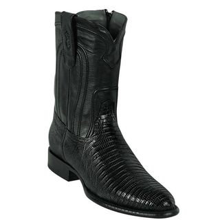 Los Altos Lizard (Teju) Roper Cowboy Boot - Black