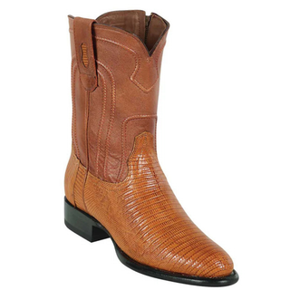 Los Altos Lizard (Teju) Roper Cowboy Boot - Antique Saddle
