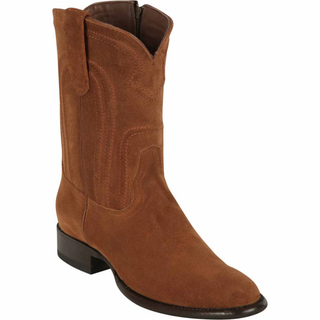 Los Altos Belmont Suede Roper Cowboy Boot - Cognac