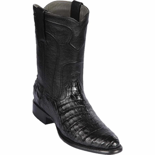 Los Altos Caiman Belly Roper Cowboy Boot - Black