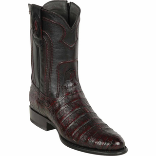 Los Altos Caiman Belly Roper Cowboy Boot - Black Cherry