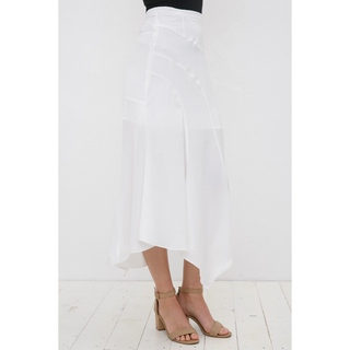 Asymmetrical Chiffon Midi Skirt - White