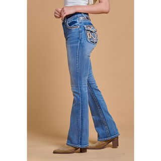 Westfield Eagle Women's Aztec Embroidered Bootcut Bling Jeans