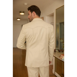 Platini Men's Western Sport Suit with Elbow Patches  - Beige