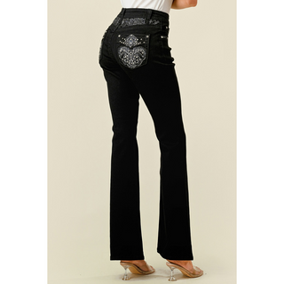 Westfield Eagle Women's Black Embroidered Flare Jeans