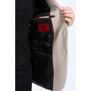 Mens Modern Fit Stretch Date Night Khaki Blazer