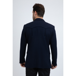 Platini Men's Double Button Western Blazer - Navy