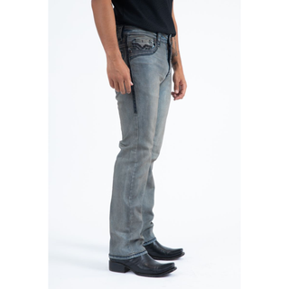 Men's Light Slim Boot Cut Black Triple Stitch Signature Pocket Denim Pants