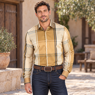 Platini Men’s Plaid Digital Print Shirt