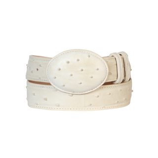 Men's Cowboy Belt - Imitation Ostrich - Bone