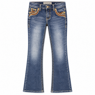 Centenario boys premium modern slim bootcut western jeans in medium blue wash with decorative front pocket details