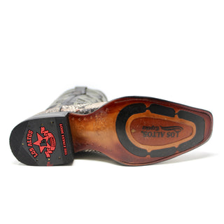 Bottom sole view of Los Altos men’s genuine python cowboy boot with leather outsole.