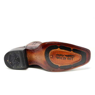 Bottom sole view of Los Altos faded brown Teju lizard European toe men’s boot