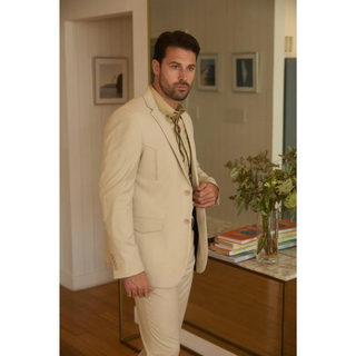 Platini Men's Western Sport Suit with Elbow Patches  - Beige