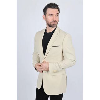Platini Men's Modern Fit Stretch Date Night Blazer - Beige