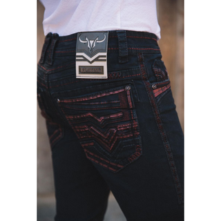 Men's Dark Slim Boot Cut Triple Stitch Signature Pocket Denim Pants