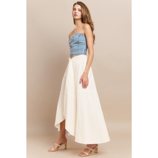 Linen Wrap Maxi Skirt - Cream