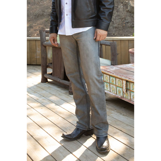 Men's Light Slim Boot Cut Black Triple Stitch Signature Pocket Denim Pants