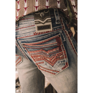 Men's Light Slim Boot Cut Red Triple Stitch Signature Pocket Denim Pants