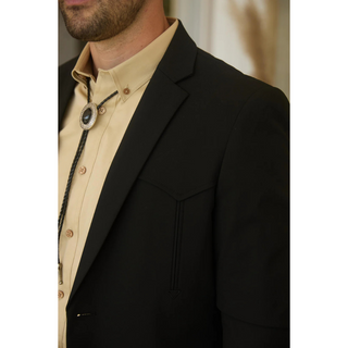Platini Men's Western Sport Suit with Elbow Patches  - Black