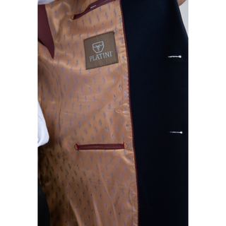 Platini Men's Double Button Western Blazer - Navy