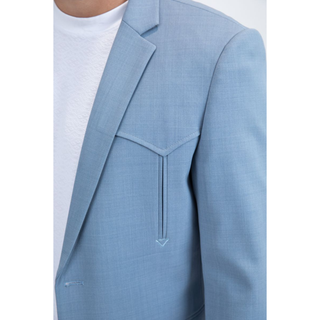 Platini Men's Double Button Western Blazer - Light Blue