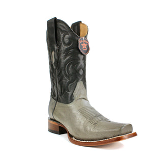 Men's Los Altos Gray smooth ostrich belly cowboy boots with square toe and stitched Western shaft