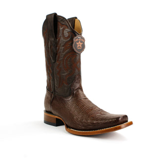 Los Altos men’s genuine full smooth-quill ostrich leather square toe cowboy boots with leather shaft stitching, handcrafted Western boots