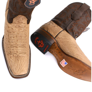 Los Altos Moka Smooth Ostrich Square Toe Boots